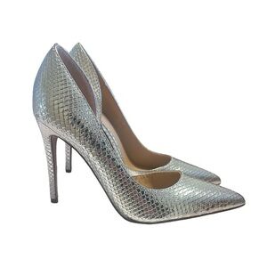 JUSTFAB Snake Print Silver Metallic Pumps